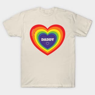 Mens Gay Fathers Day LGBT Rainbow Hearts Pride T-Shirt